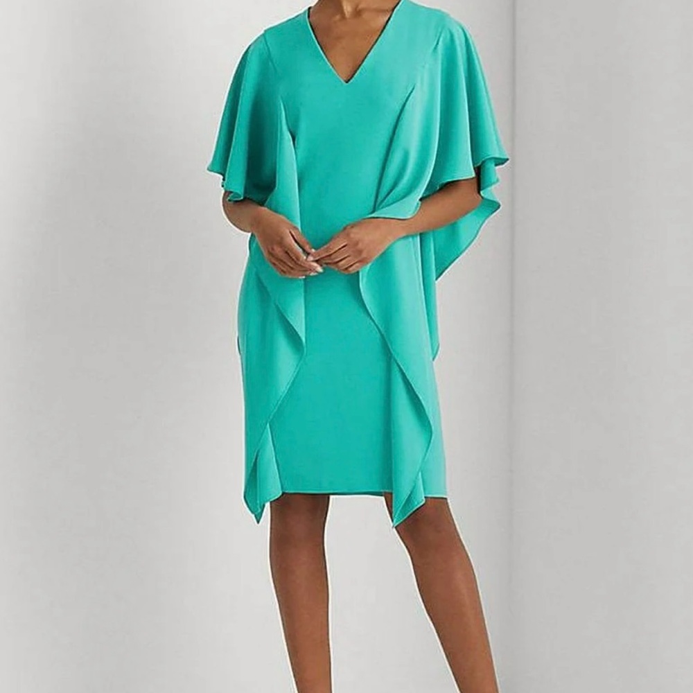 Ralph Lauren Aqua V-Neck Dress